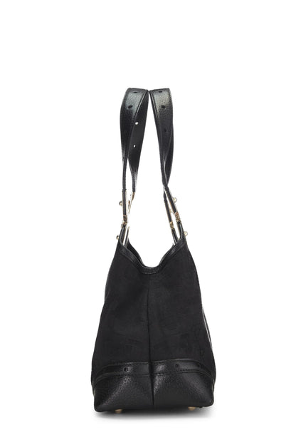 Gucci, sac fourre-tout en toile noire d'occasion, petit modèle, noir