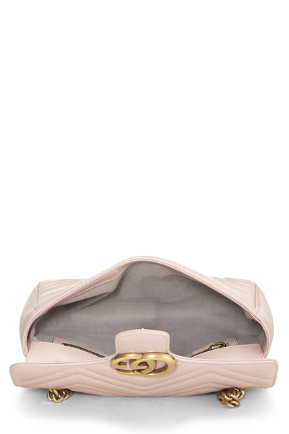 Gucci, sac à bandoulière GG Marmont en cuir rose d'occasion, petit modèle, rose