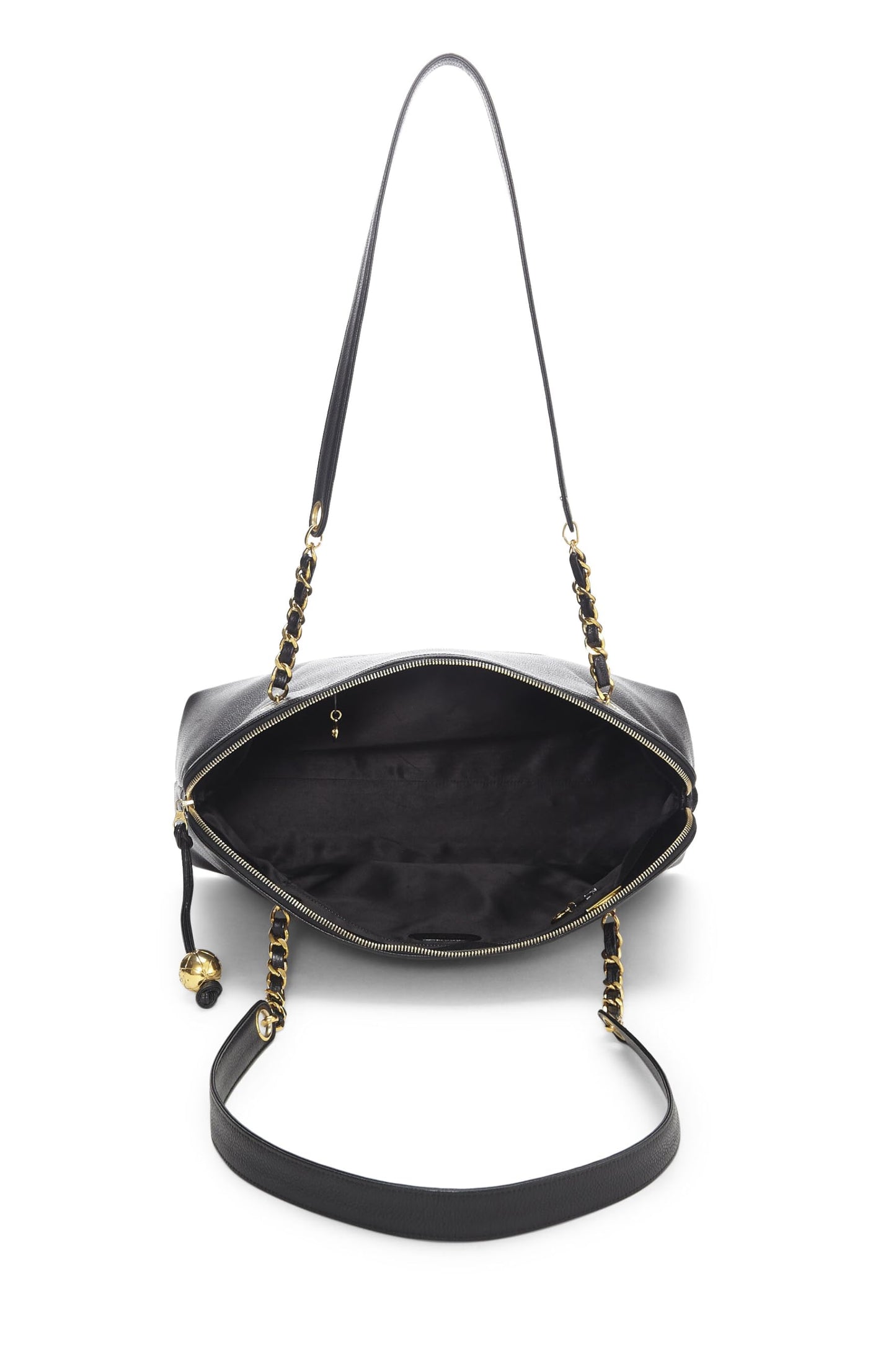 Chanel, grand sac fourre-tout zippé Black Caviar d'occasion, noir