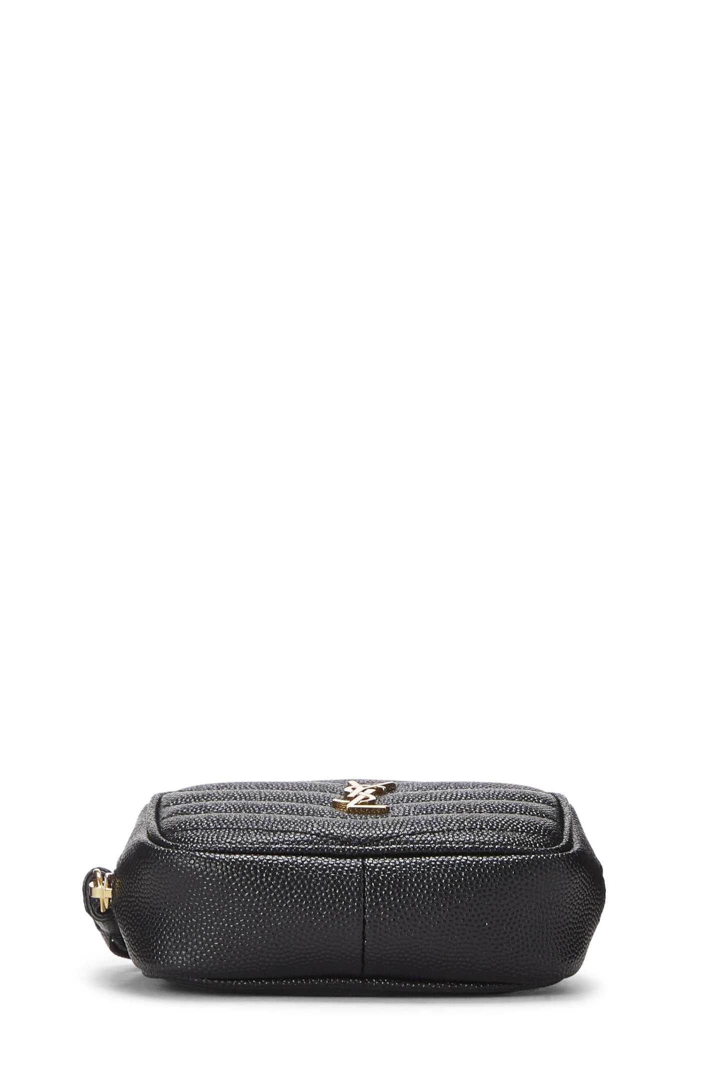 Saint Laurent, sac photo Lou en cuir de veau matelassé grainé noir pour bébé, d'occasion, noir