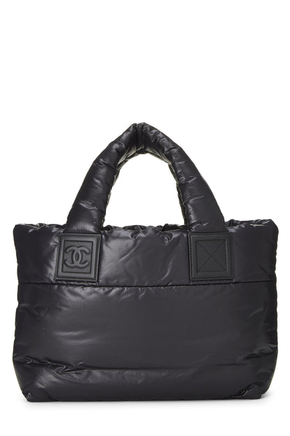 Chanel, sac fourre-tout Coco Cocoon en nylon noir d'occasion, petit modèle, noir