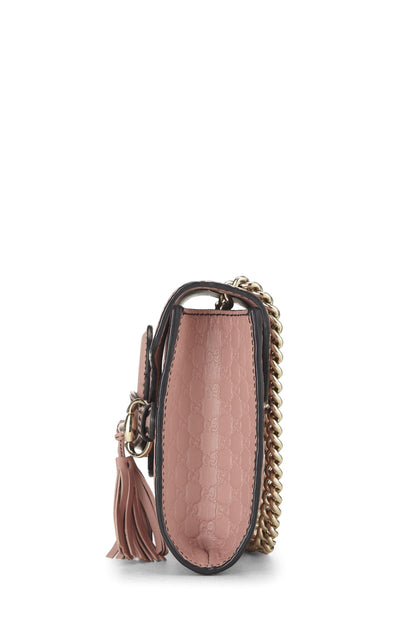 Gucci, sac à bandoulière Emily Chain en cuir Microguccissima rose d'occasion, rose