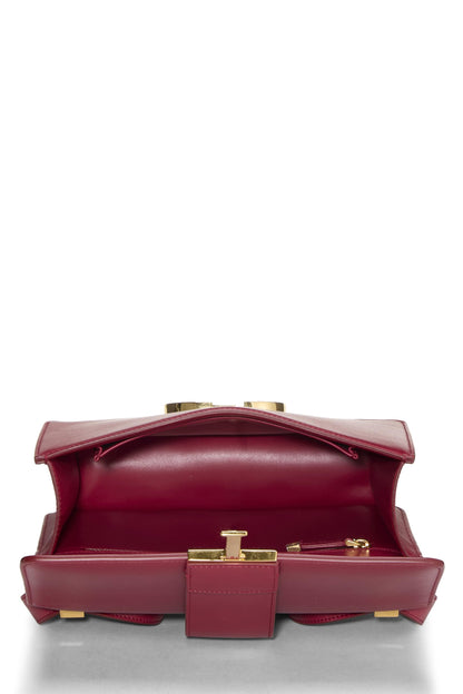 Dior, sac 30 Montaigne Box en cuir de veau bordeaux d'occasion, bordeaux