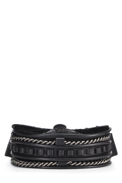 Chanel, Pre-Loved Paris-Dallas Black Quilted Calfskin Studded Saddle Bag, Black