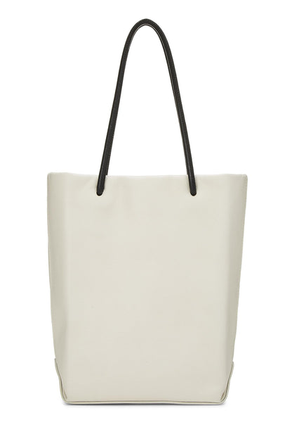 Chanel, Pre-Loved White Leather Essential Rue Cambon Shopping Tote Small, White