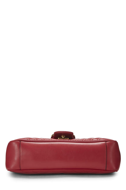 Gucci, sac à bandoulière GG Marmont en cuir rouge d'occasion, petit modèle, rouge