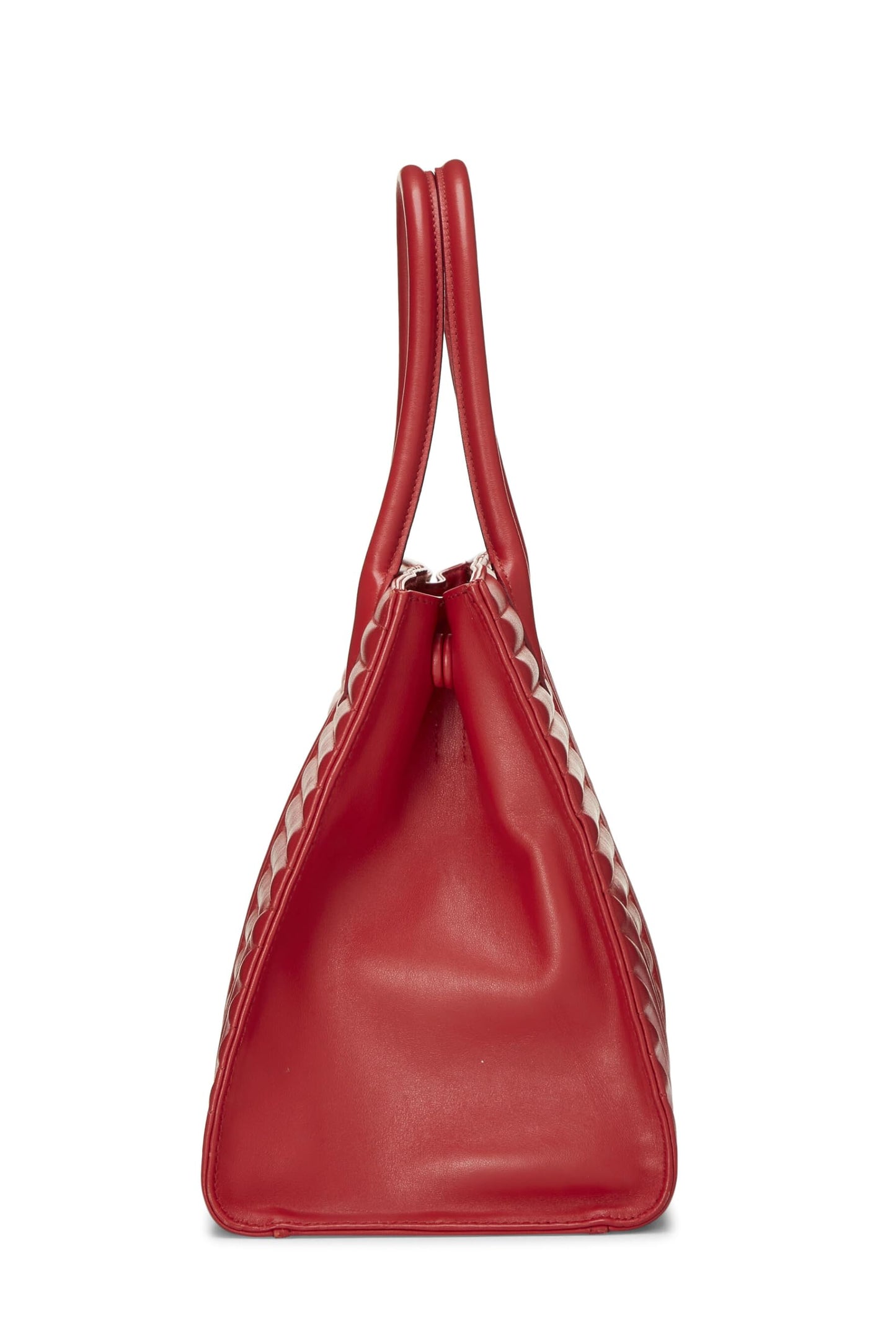 Prada, sac fourre-tout Diagramme en cuir de veau rouge d'occasion, rouge