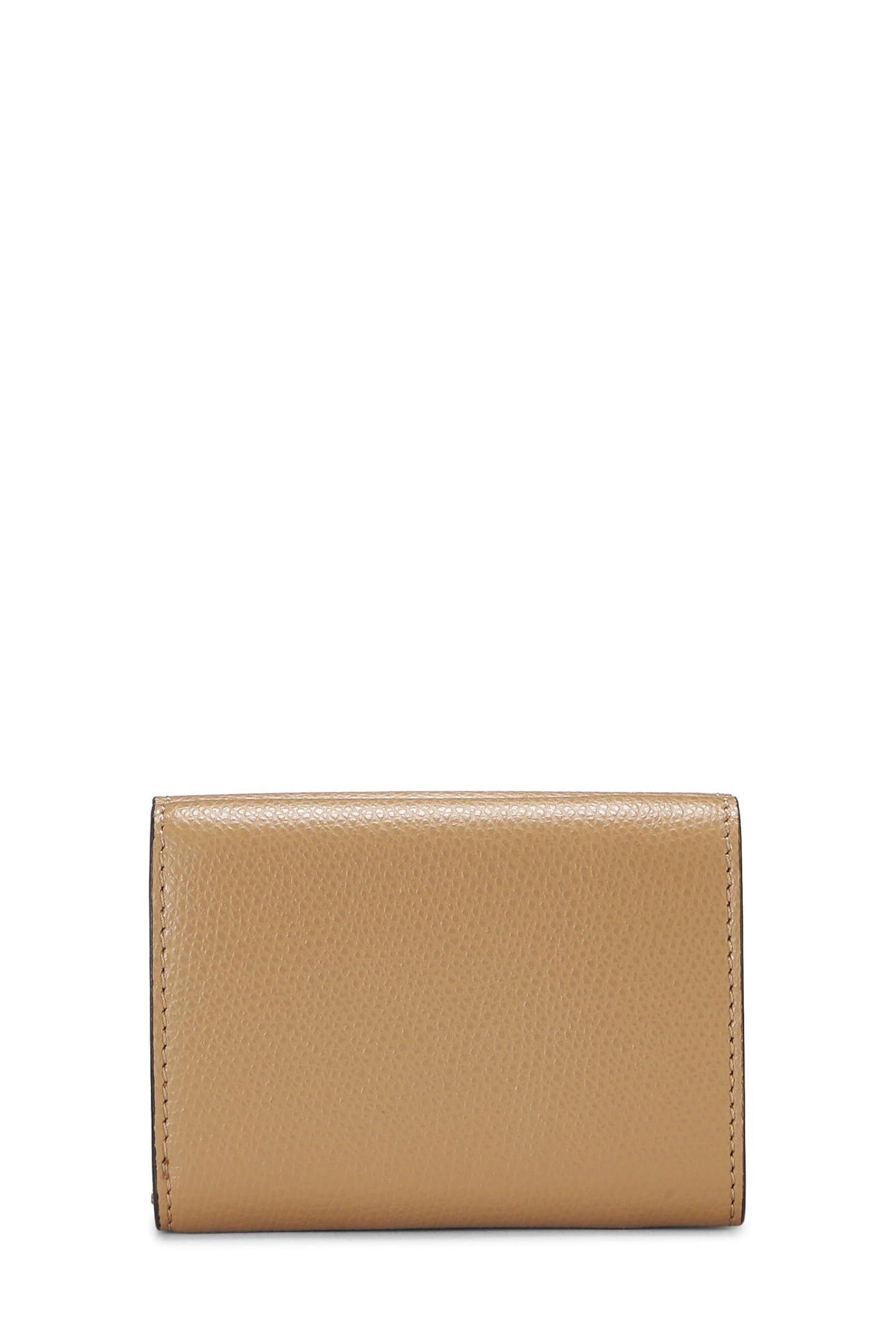 Fendi, portefeuille compact « F is Fendi » en cuir beige d'occasion, beige