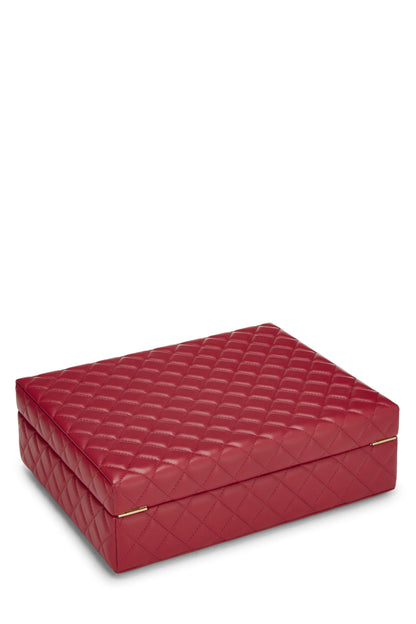 Chanel, Coffret Success Story en cuir d'agneau matelassé rouge d'occasion, rose