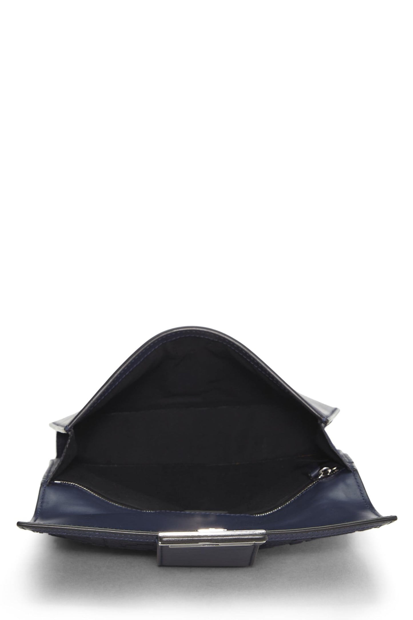 Fendi, sac baguette plat en cuir bleu marine d'occasion, taille moyenne, bleu marine