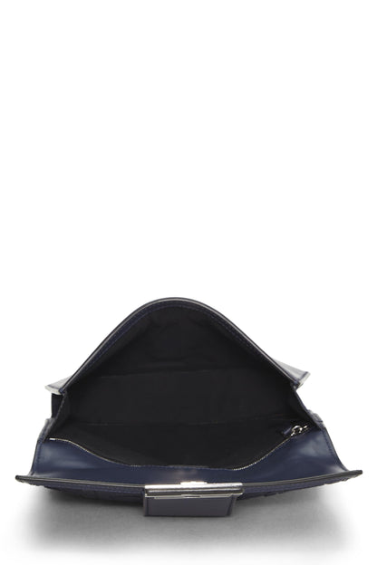 Fendi, Pre-Loved Navy Leather Flat Baguette Bag Medium, Navy