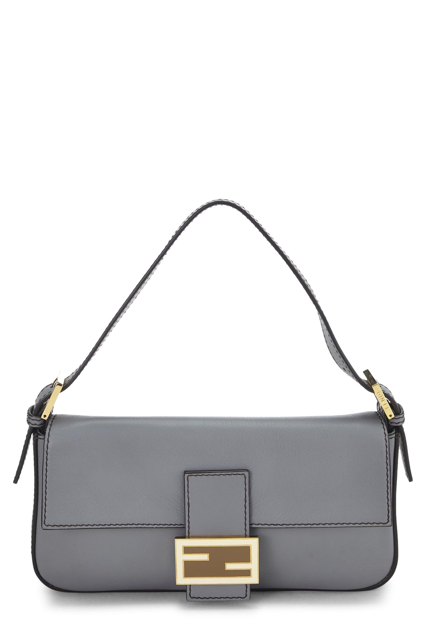 Fendi, Baguette de cuero gris Pre-Loved, Gris