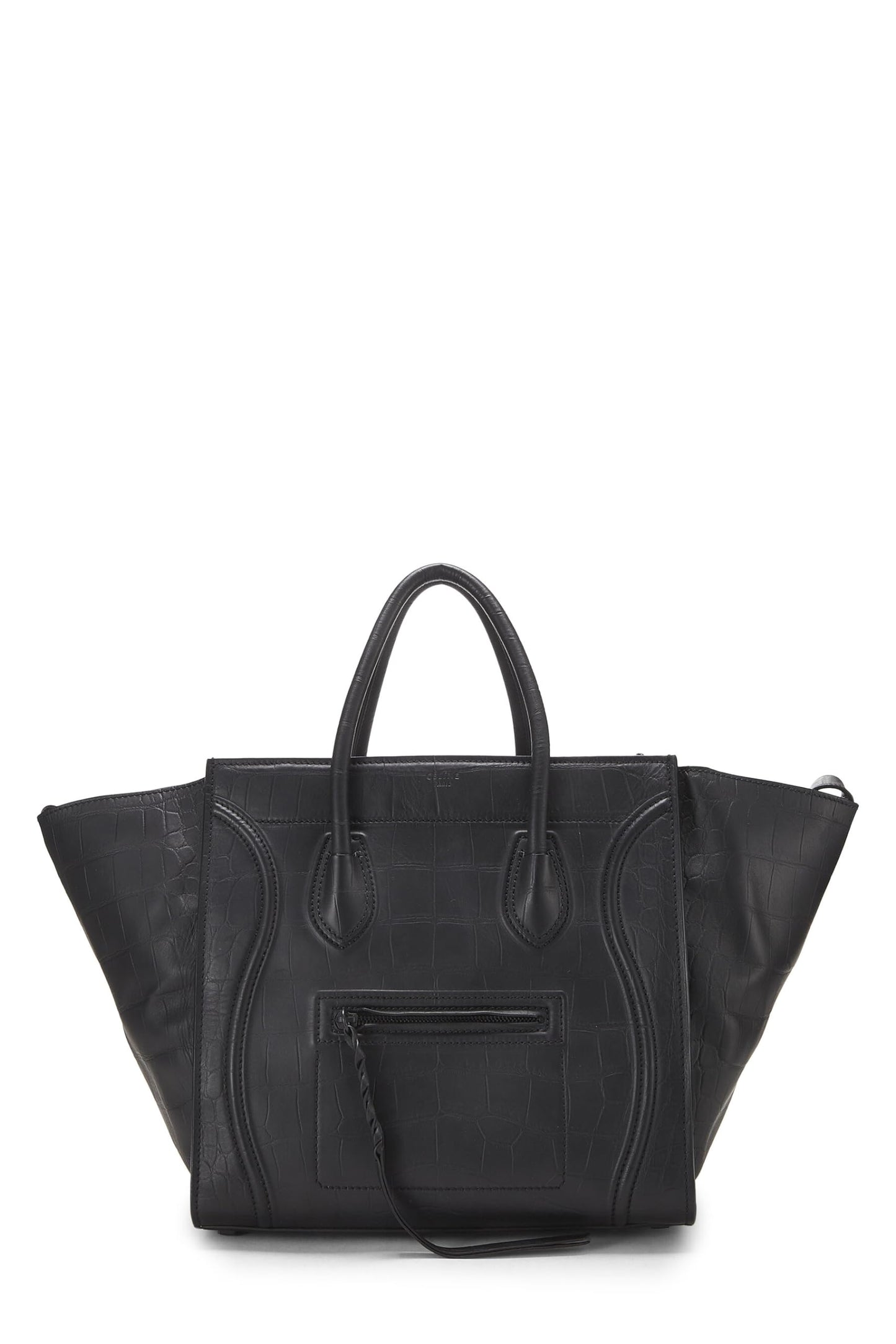 Céline, Pre-Loved Black Embossed Leather Phantom Medium, Black