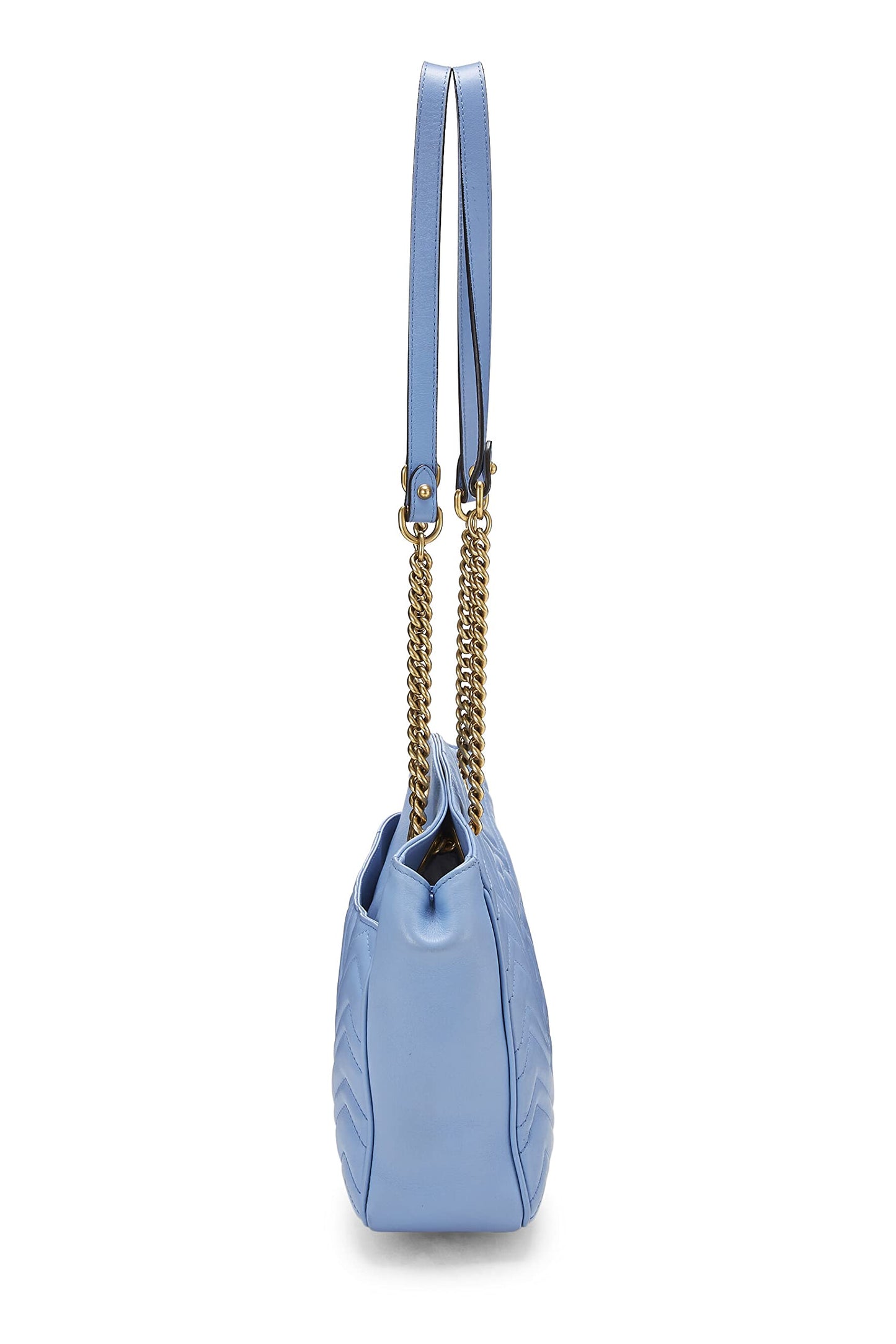 Gucci, sac fourre-tout GG Marmont en cuir bleu d'occasion, bleu