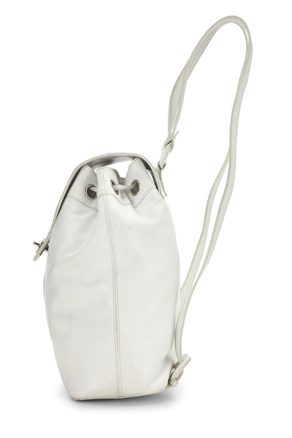 Chanel, Mochila grande de caviar blanco Pre-Loved, Blanco