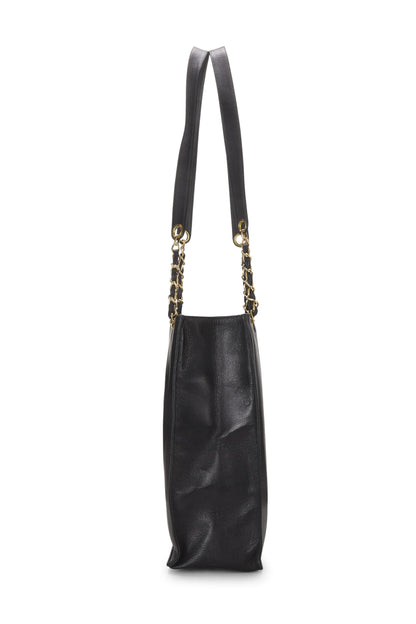 Chanel, Pre-Loved Black Caviar Flat Chain Tote Large, Black