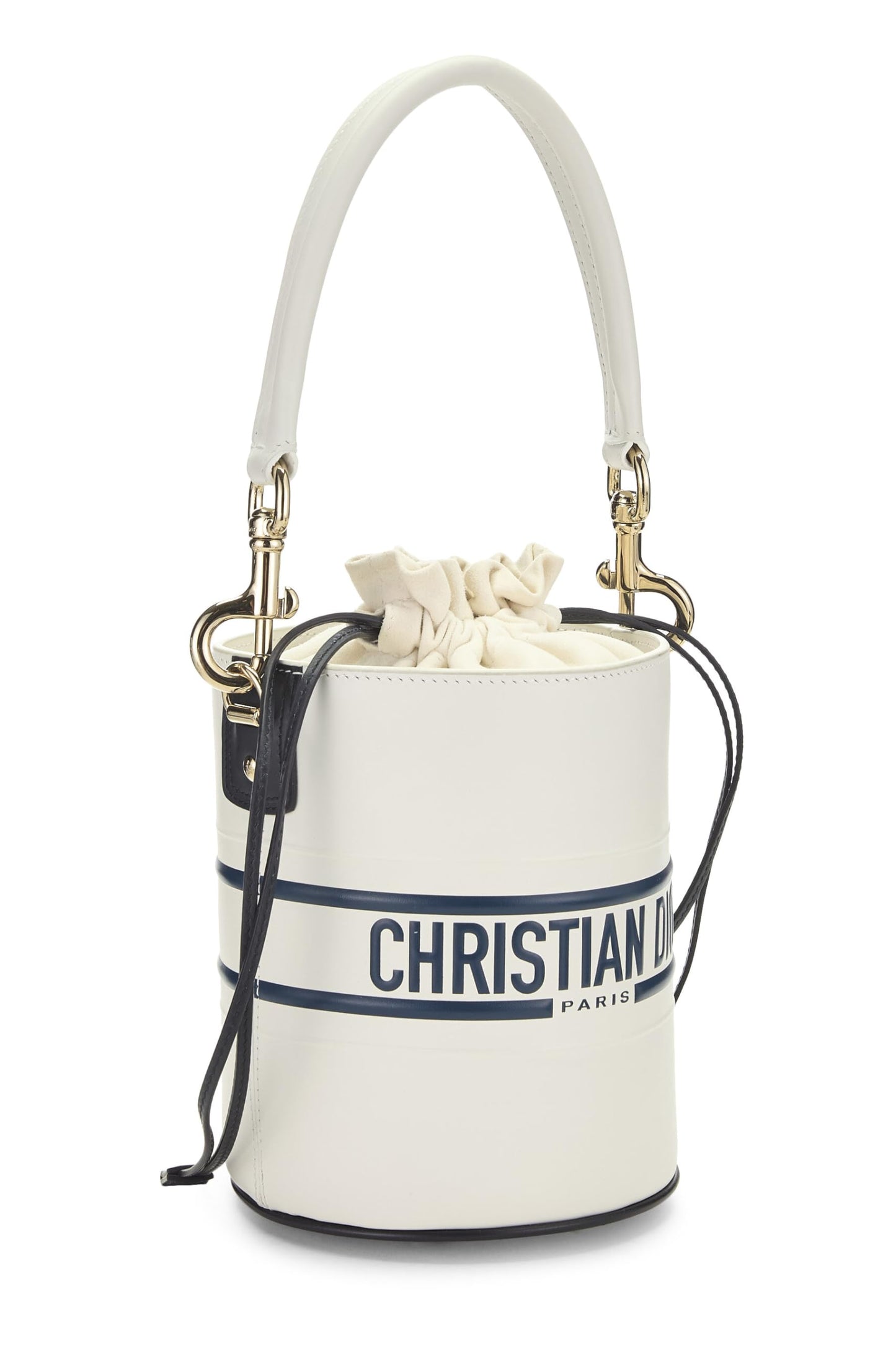 Dior, Pre-Loved White Calfskin Vibe Bucket Bag Micro, White