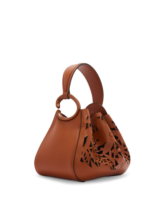 Oscar de la Renta, Laser Cut O Handle Bag, Coffee