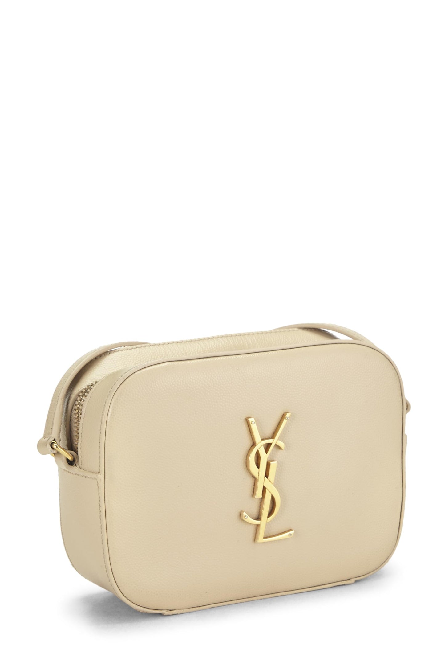 Yves Saint Laurent, sac à main Lou Camera Mini en cuir beige d'occasion, beige