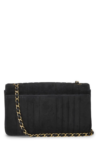 Chanel, Pre-Loved Black Vertical Suede Half Flap Medium, Black