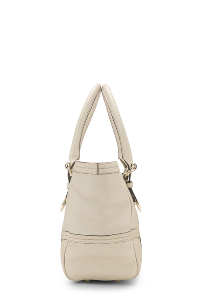 Gucci, Bolso tote Signora de cuero color crema Pre-Loved, Blanco