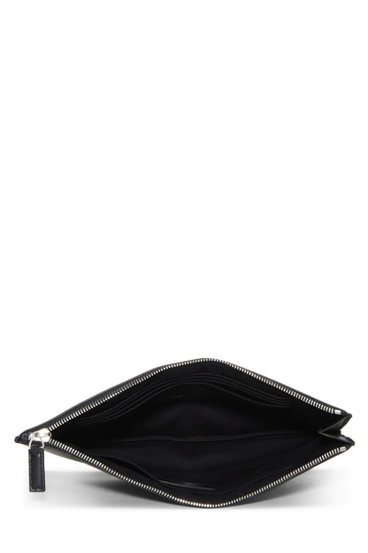 Yves Saint Laurent, Pochette zippée en cuir de veau noir d'occasion, noir