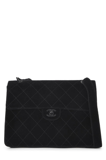 Chanel, Bolso de hombro de terciopelo negro Pre-Loved, Negro