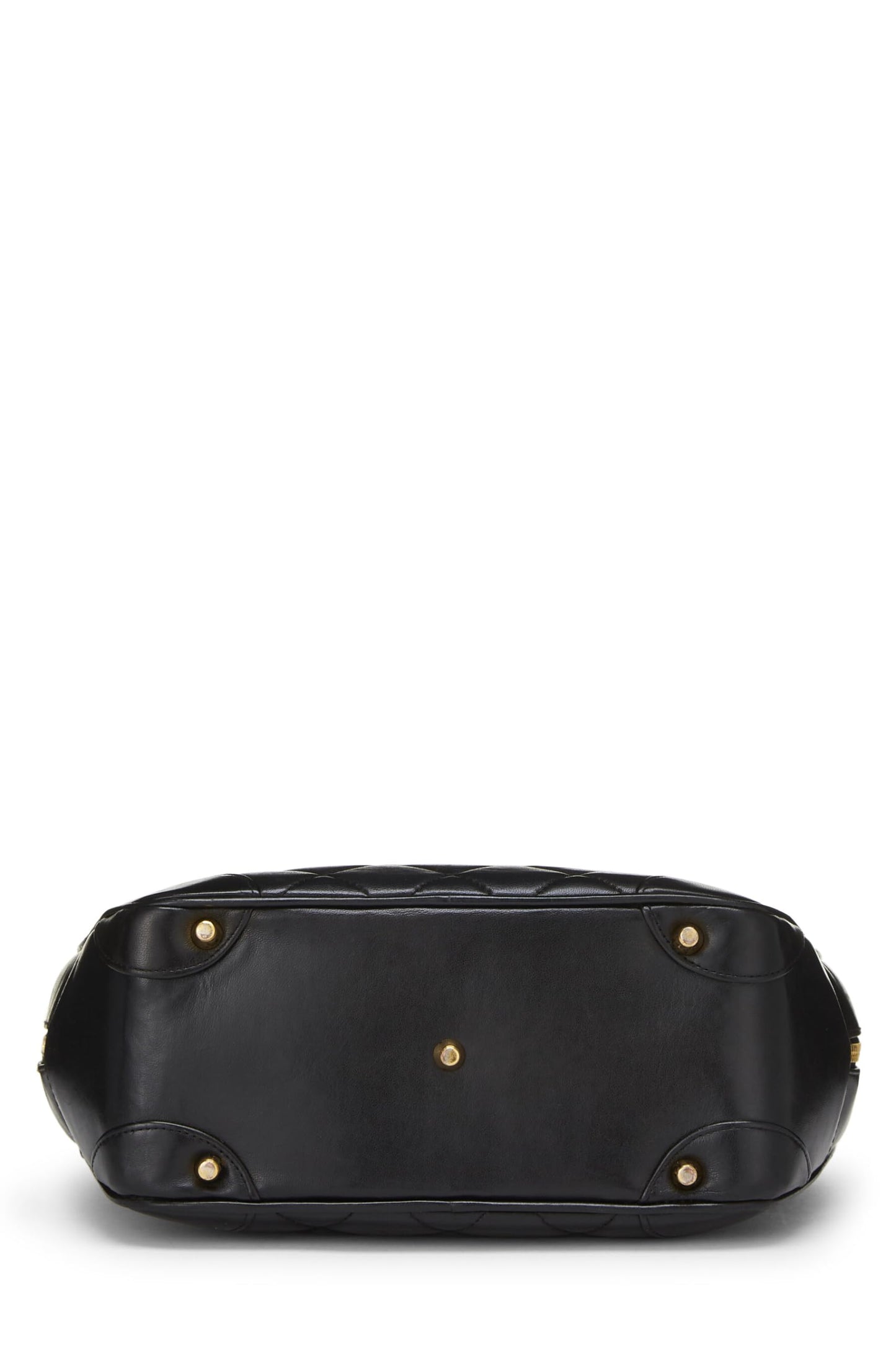 Chanel, sac bowling Paris en cuir d'agneau matelassé noir d'occasion, taille S, noir