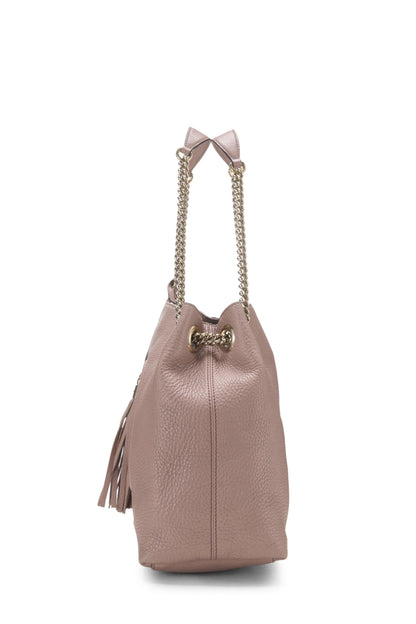 Gucci, sac fourre-tout Soho en cuir rose d'occasion avec chaîne, rose