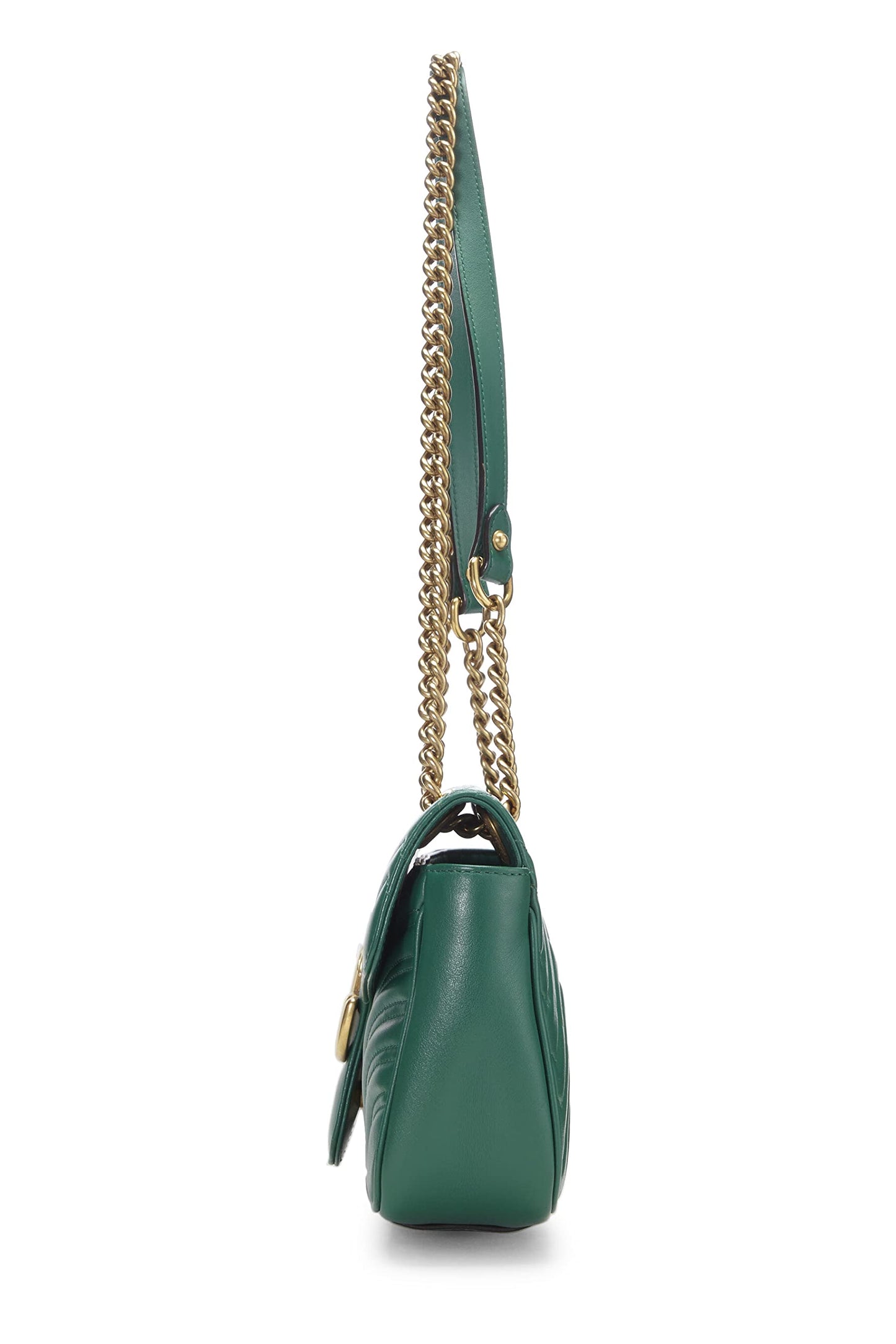 Gucci, sac à bandoulière Marmont en cuir vert d'occasion, petit modèle, vert