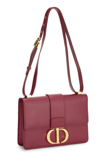 Dior, sac 30 Montaigne Box en cuir de veau bordeaux d'occasion, bordeaux