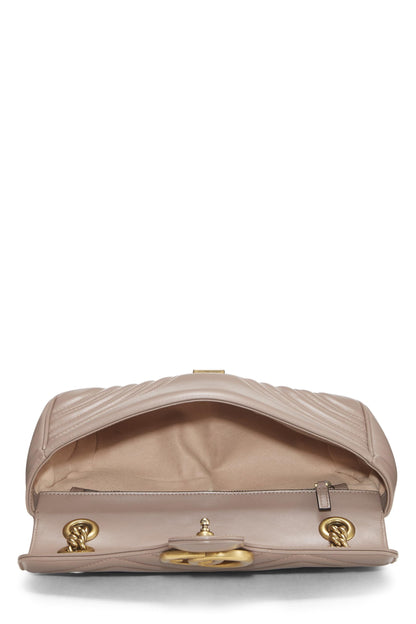 Gucci, sac à bandoulière GG Marmont en cuir beige d'occasion, petit, rose