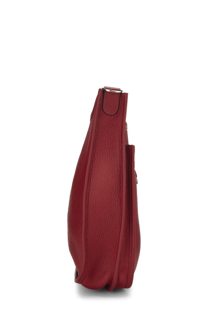 Hermès, Pre-Loved Rouge Grenat Clemence Evelyne III PM, Red