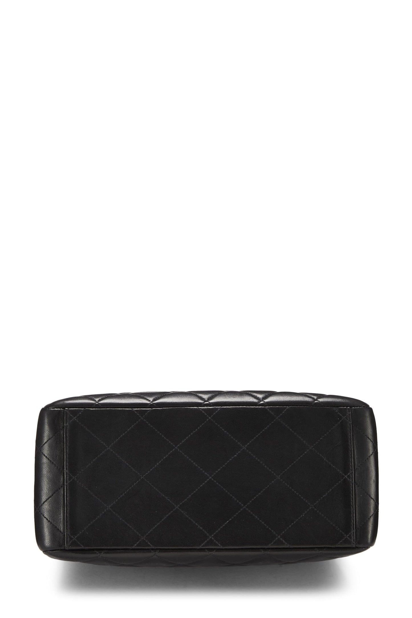 Chanel, sac à rabat double face en cuir d'agneau matelassé noir d'occasion, grand, noir