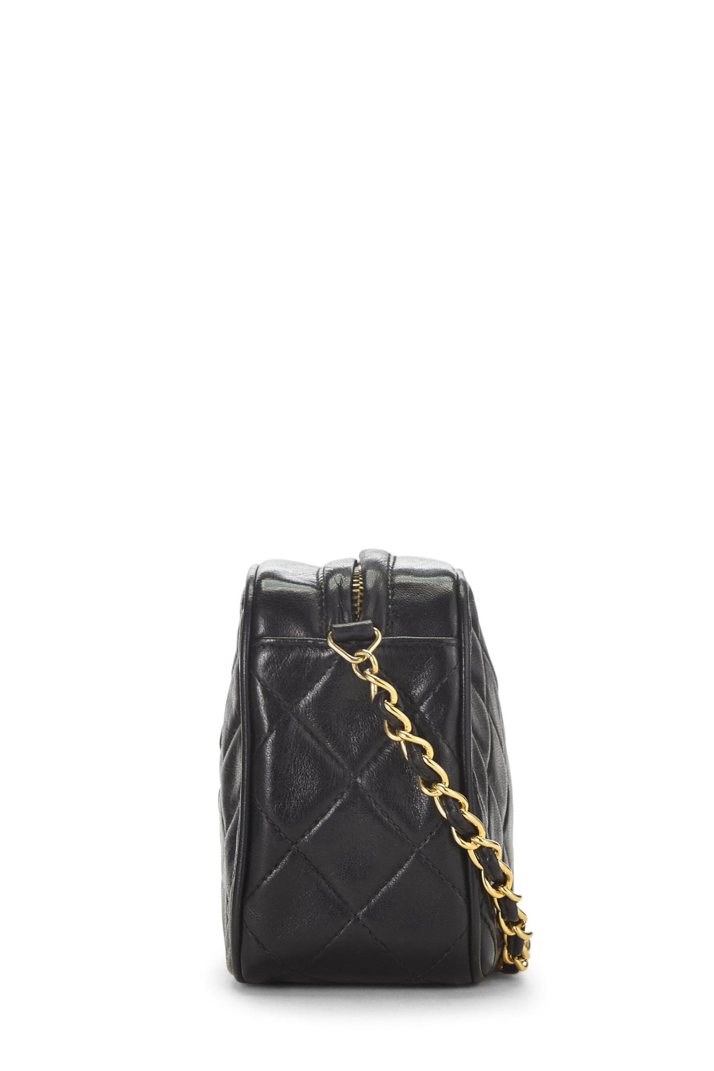 Chanel, Mini sac photo « CC » en cuir d'agneau noir d'occasion, noir