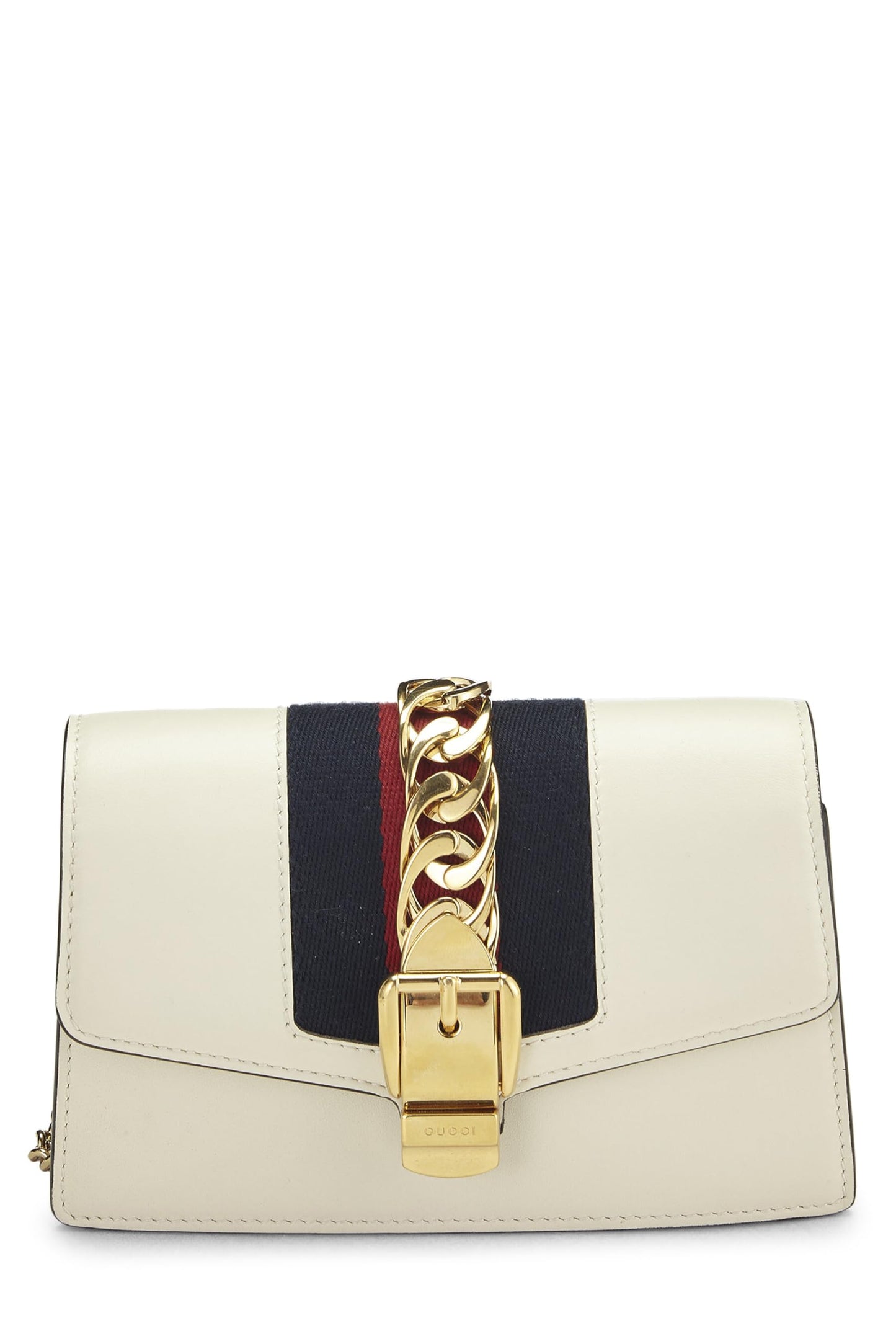 Gucci, Bolso Sylvie con cadena de cuero blanco Pre-Loved, Blanco