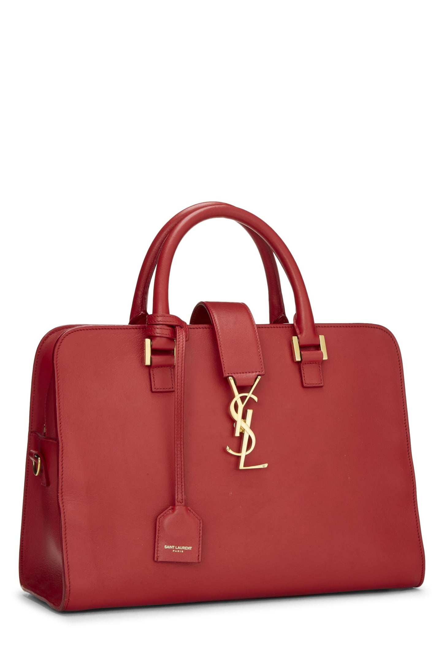 Yves Saint Laurent, Pre-Loved Red Calfskin Monogram Cabas Small, Red