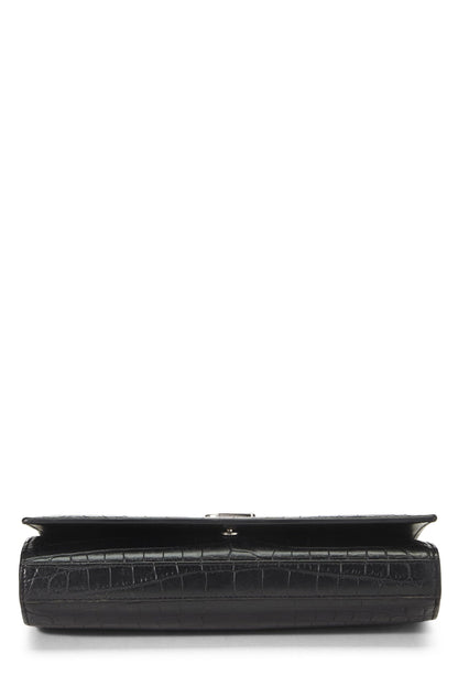 Yves Saint Laurent, Pre-Loved Black Embossed Cassandra Monogram Wallet On Chain (WOC), Black