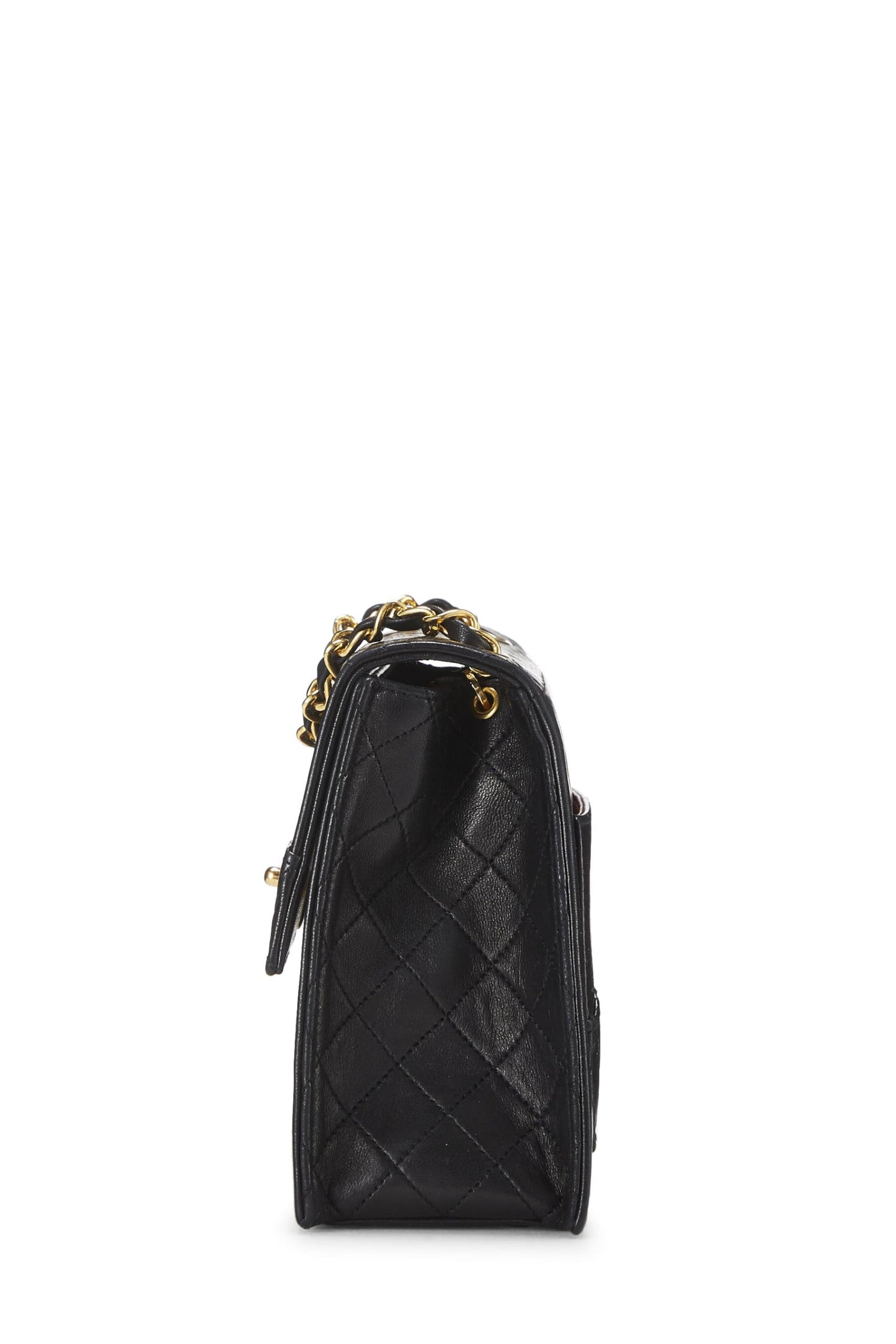 Chanel, Bolso trapezoidal de piel de cordero acolchado negro Pre-Loved, Negro