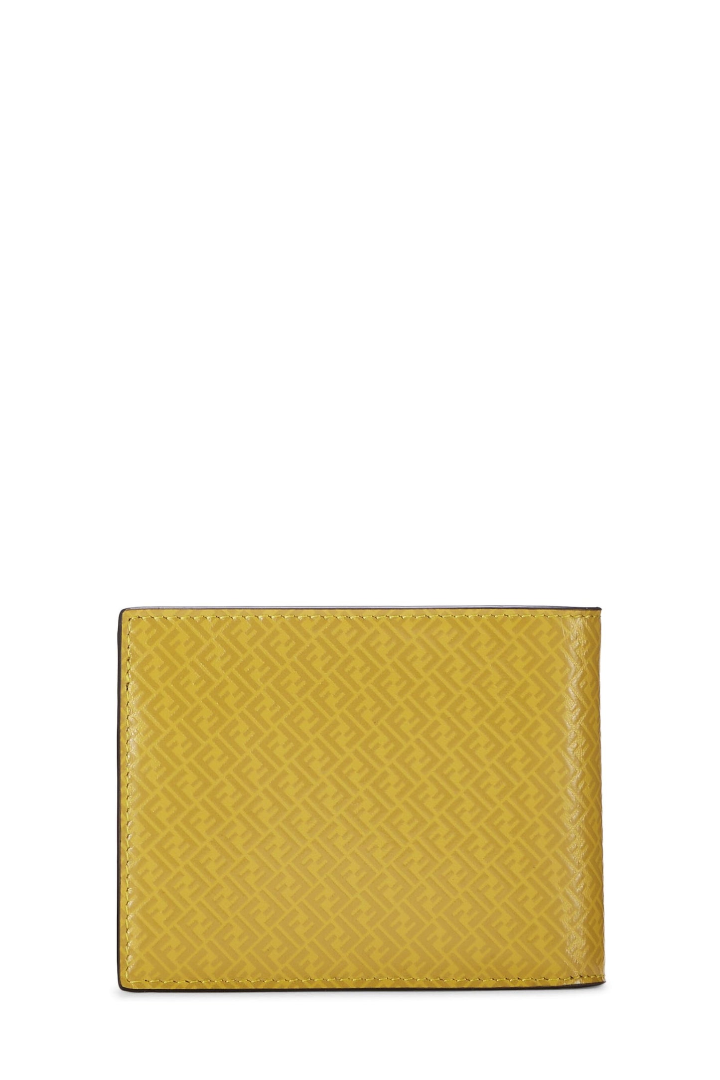 Fendi, Pre-Loved Yellow Zucchino Leather Bi-fold Wallet, Yellow