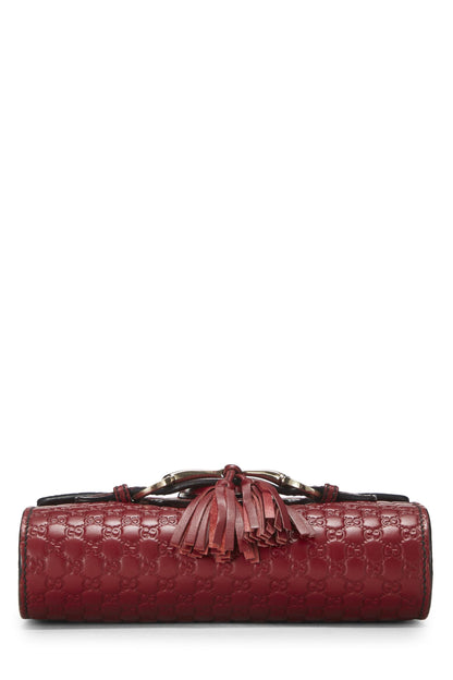 Gucci, sac à bandoulière Emily en cuir Microguccissima rouge d'occasion, rouge