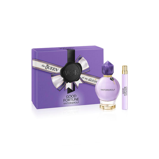 Viktor&amp;Rolf - Good Fortune Eau de Parfum - Coffret Cadeau Parfum Floral Femme - Avec Notes de Jasmin &amp; Vanille - Format Plein, 3 Fl Oz &amp; Format Voyage, 0,3 Fl Oz