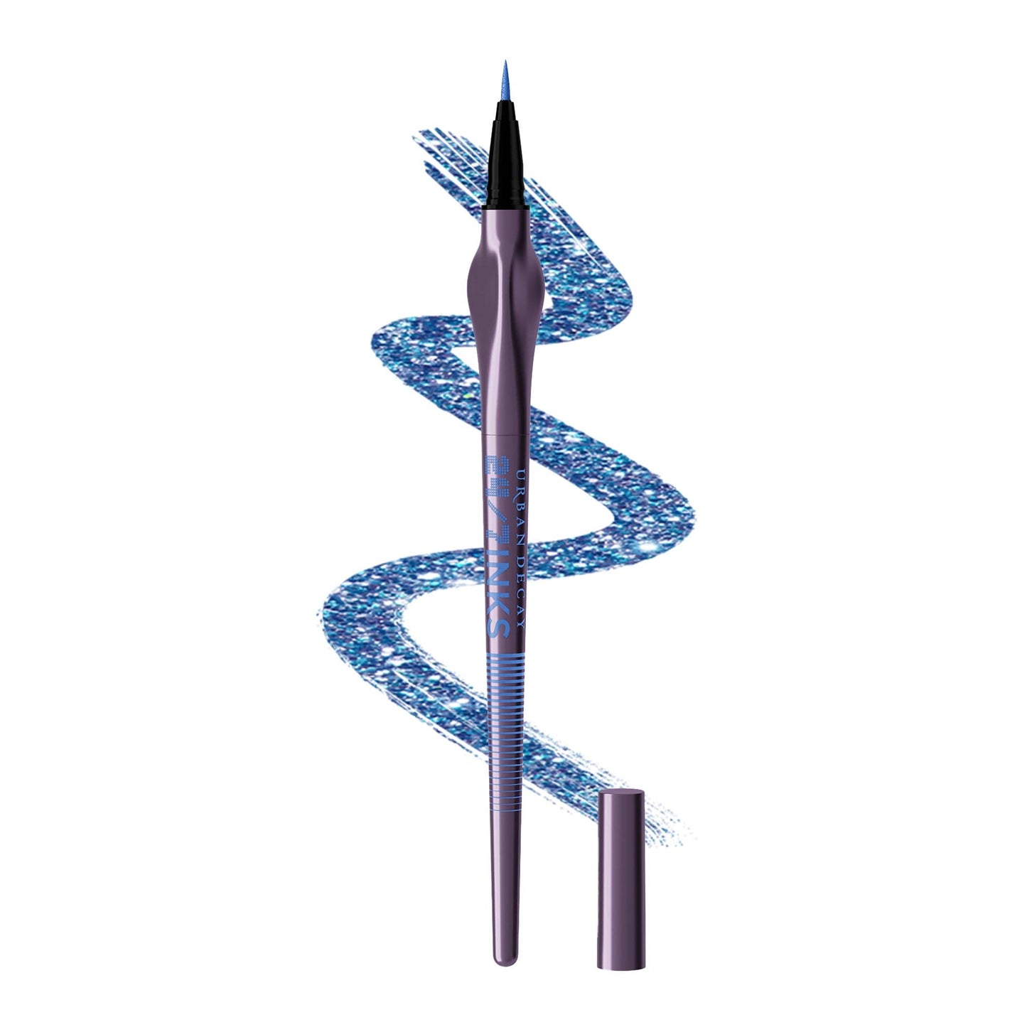 URBAN DECAY 24/7 Inks Liquid Eyeliner Pen (Hi Energy - Blue Shimmer, Brush Tip Eye Liner), Water-Resistant, Smudge-Resistant, Vibrant Colored Liner, Ergonomic Precision Grip, Vegan - 0.01 fl oz