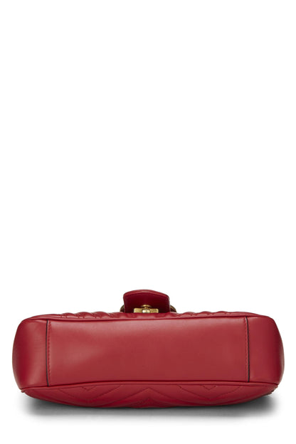 Gucci, sac à bandoulière GG Marmont en cuir rouge d'occasion, petit modèle, rouge