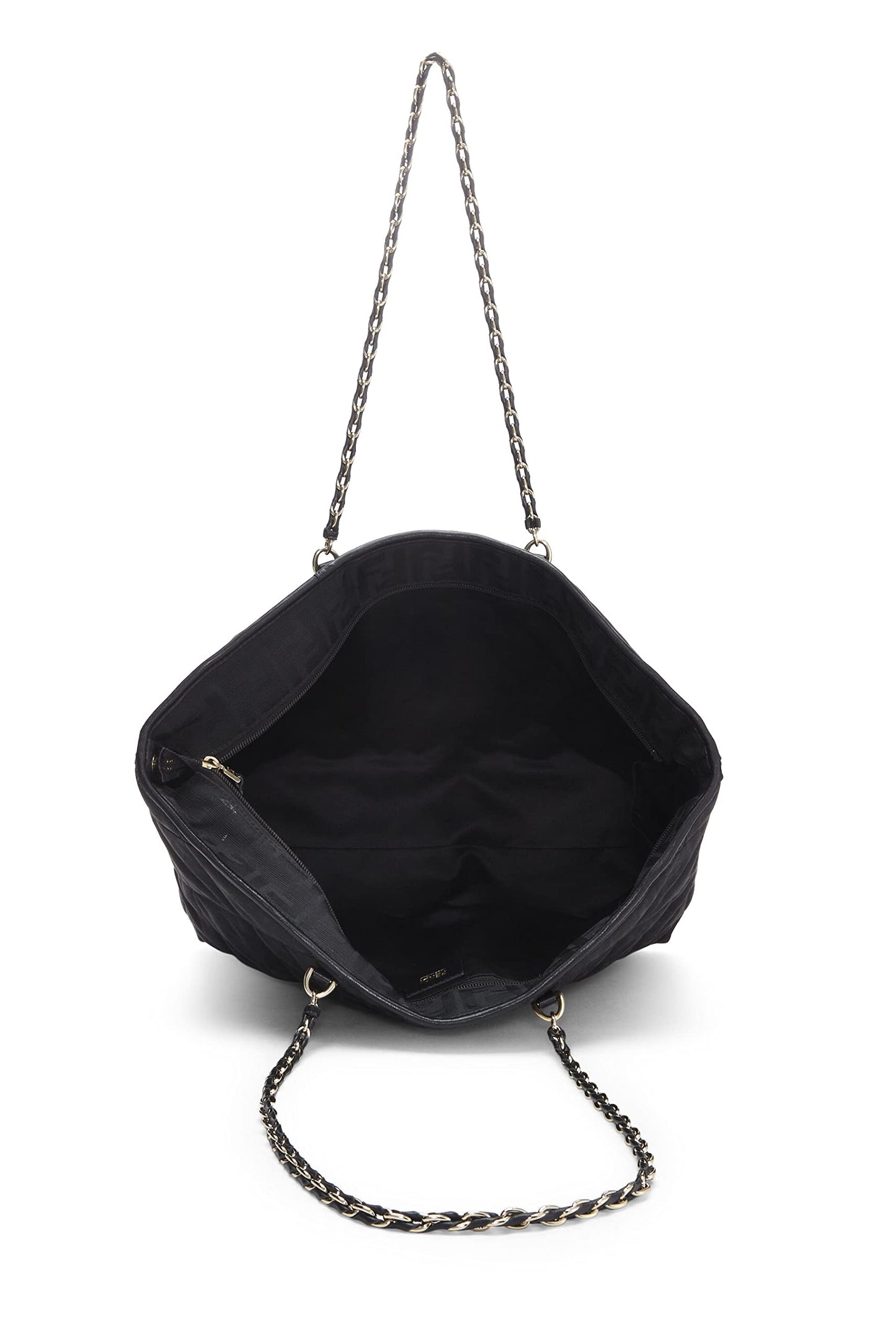 Fendi, sac fourre-tout en toile matelassée noire d'occasion, noir