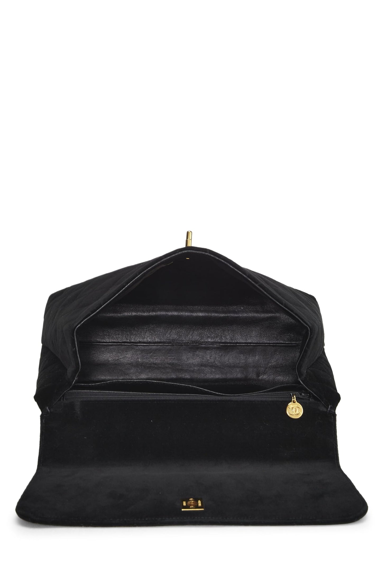 Chanel, Kelly en velours matelassé noir d'occasion, noir