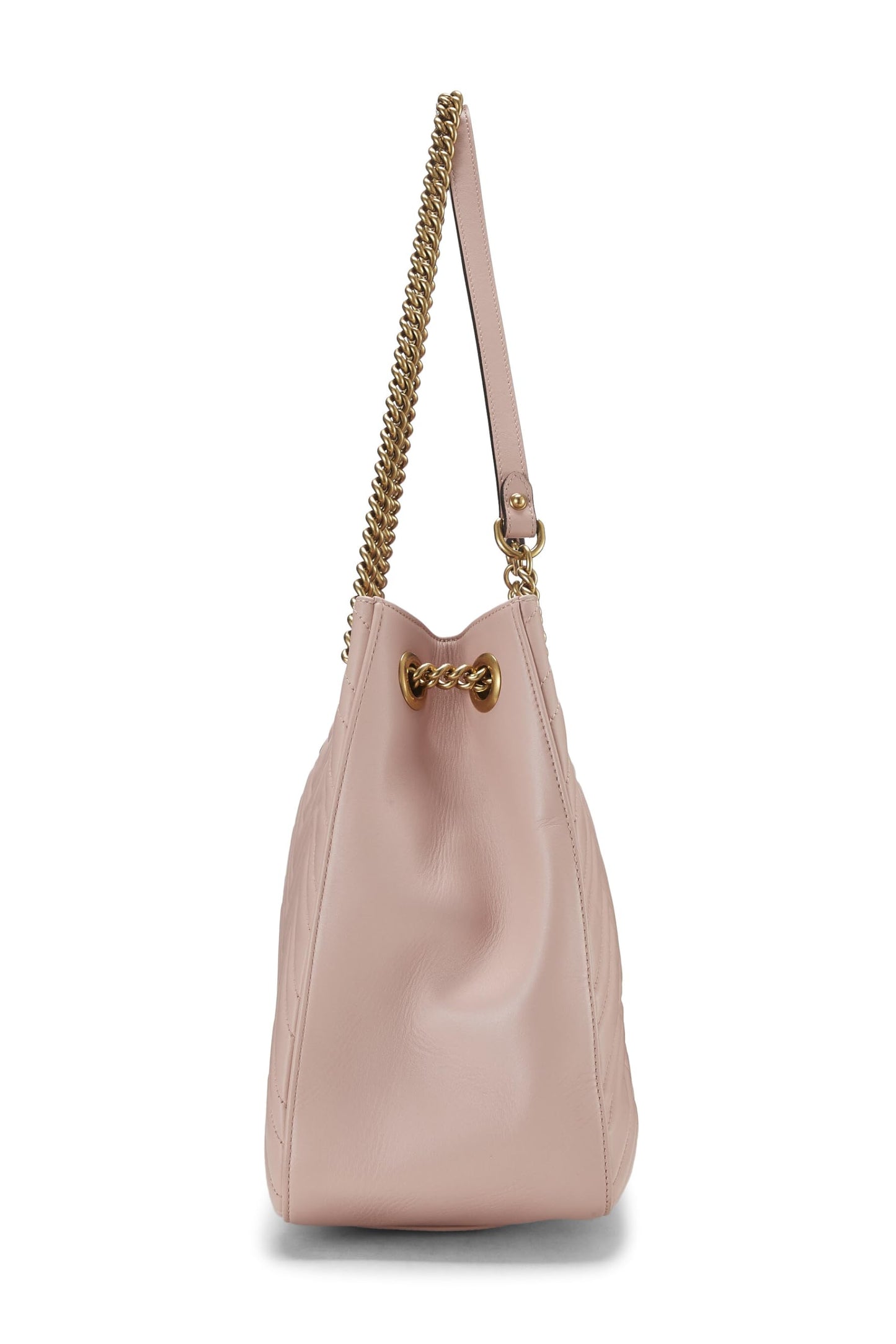 Gucci, Pre-Loved Pink Leather GG Marmont Chain Tote, Pink