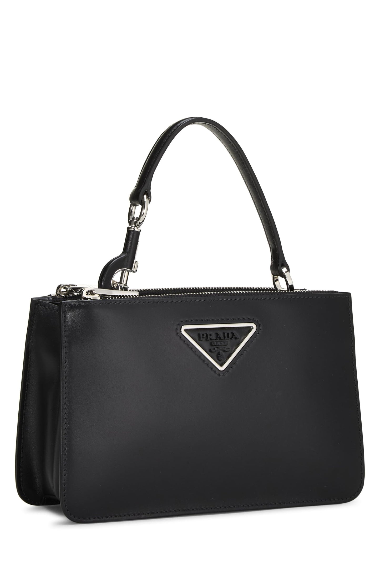 Prada, Pre-Loved Black Calfskin Convertible Handbag, Black