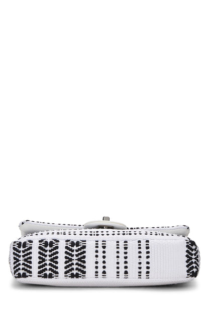 Chanel, Pre-Loved White Woven Half Flap Medium, White