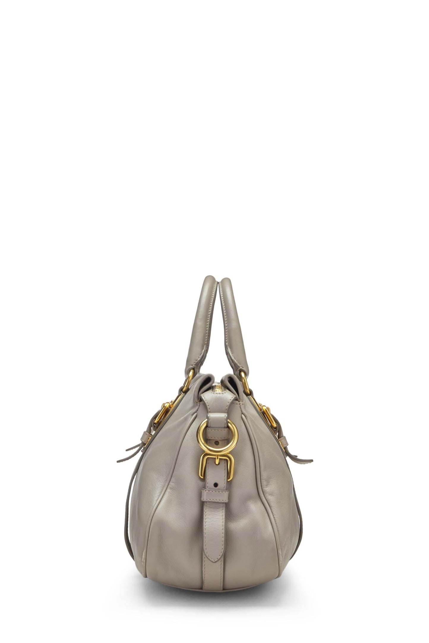 Prada, Pre-Loved Grey Calfskin Convertible Buckle Handbag, Grey